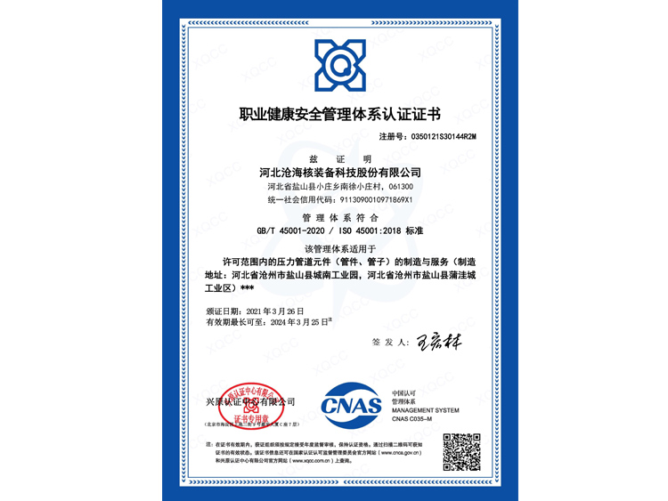 <strong>職業(yè)健康安全管理體系認(rèn)證證書(shū)</strong>